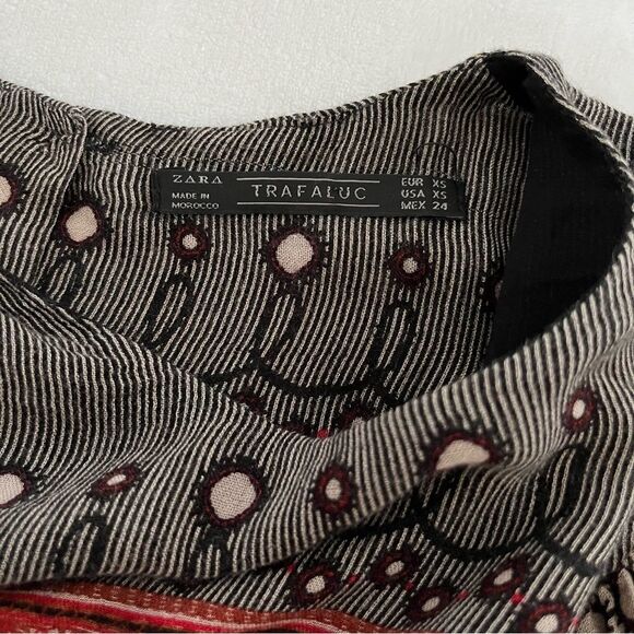 Zara Trafaluc Boho Ruffle Neck Long Sleeve Top, Size XS - Picture 9 of 10